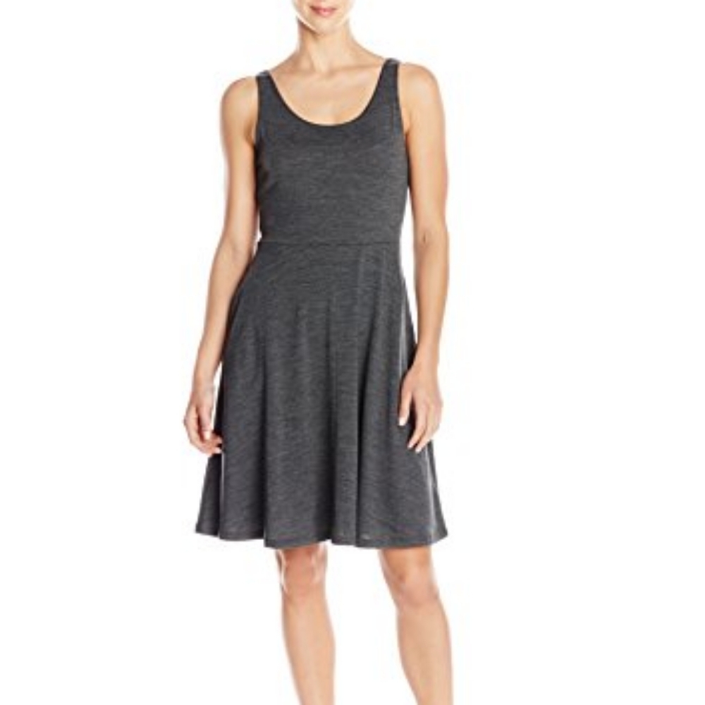 Ibex Costa Azul merino wool tank dress, medium, stone grey heather